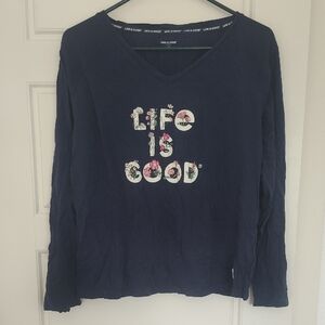 Life Is Good Navy Long Sleeve Tee